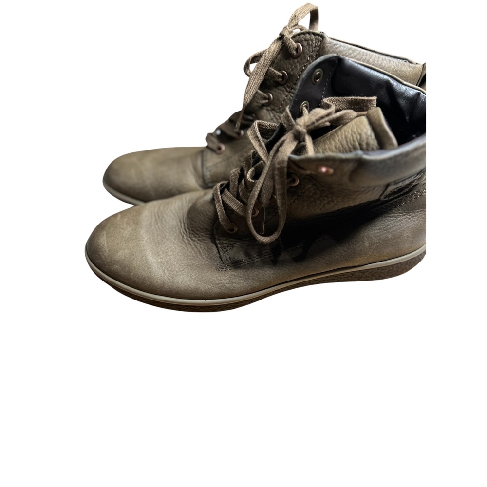 ECCO Women's Soft 7 Leather High-Top Lace-Up Boots - Taupe / Grey Brown - EU 40